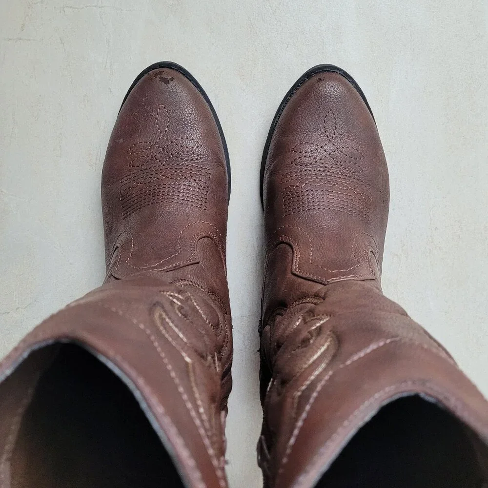 Cat & Jack Cowboy Cowgirl Boots Brown Western Embroidered Girls 4 Boho Festival - Picture 14 of 14